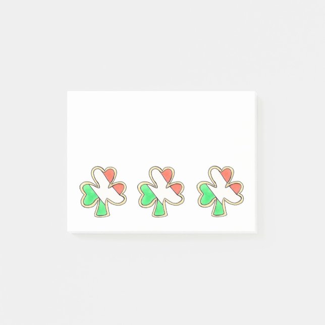 St. Paddy's Day Irish Flag Shamrock Clover Cookies Post-it Notes (Front)