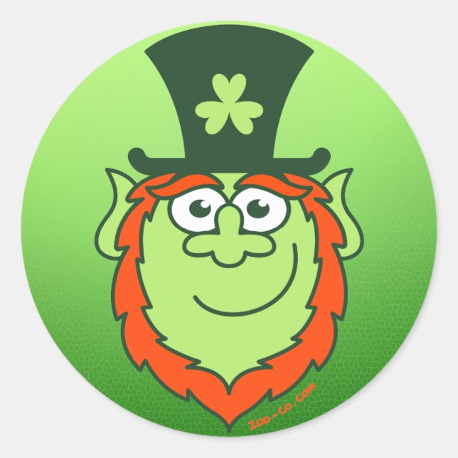 St Paddy's Day Leprechaun Smiling Classic Round Sticker (Front)