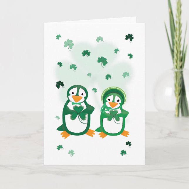 St. Paddy's Day Penguins Card (Front)