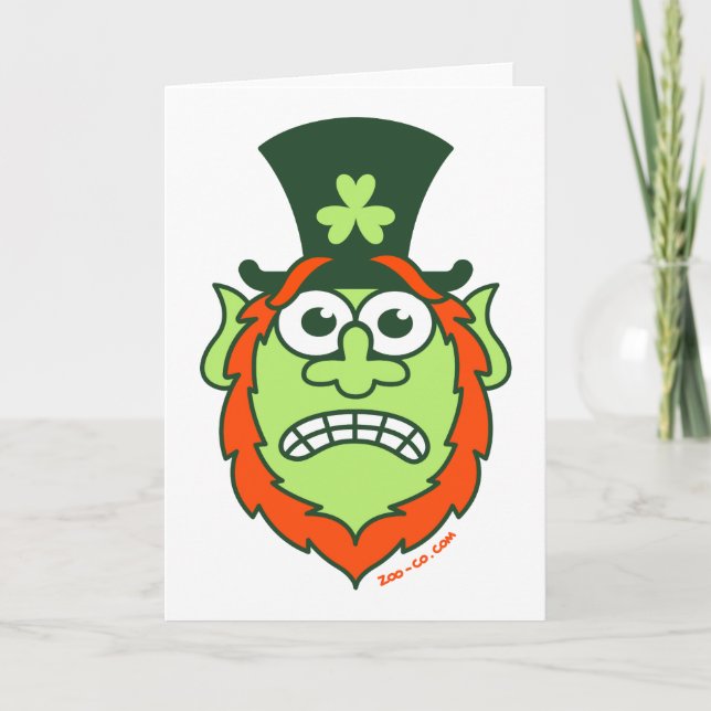 St Paddy's Day Stressed Leprechaun Card (Front)