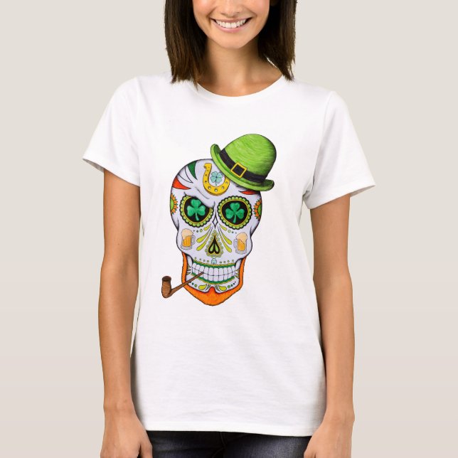 St Paddy's Day Sugar Skull T-Shirt (Front)