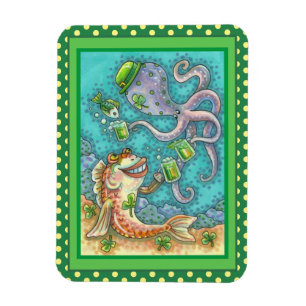 St. PADDY'S FISH AND OCTOPUS CHEERS TO GREEN BEER Magnet