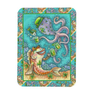 St. PADDY'S FISH AND OCTOPUS CHEERS TO GREEN BEER Magnet