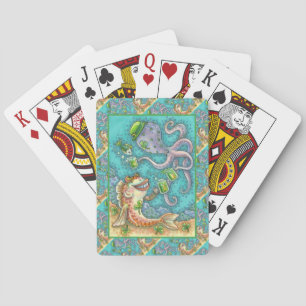 St. PADDY'S FISH AND OCTOPUS CHEERS TO GREEN BEER Playing Cards