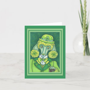 ST. PADDY'S IRISH GREEN FRENCH POODLE, LUCKY DOG HOLIDAY CARD