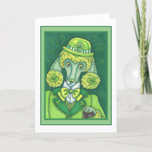 ST. PADDY'S IRISH GREEN FRENCH POODLE, LUCKY DOG HOLIDAY CARD