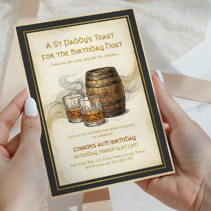 St Paddy's Toast Irish Whiskey Birthday  Invitation