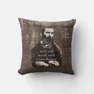 St Padre Pio Catholic Saint German quote  Cushion