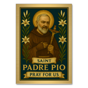 St. Padre Pio Catholic Wedding Table Card