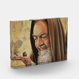 St. Padre Pio Priest Crucifix Jesus Photo Block