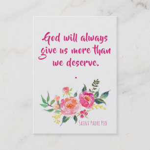 St. Padre Pio Quote with Flowers Holy Card