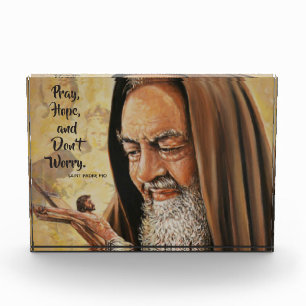 St. Padre Pio with quote Pray Hope Don't Worry Photo Block