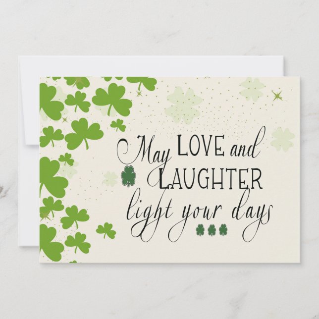 St Partick's Day Irish Blessing Green Shamrocks Holiday Card (Front)