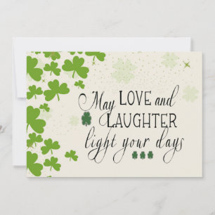 St Partick's Day Irish Blessing Green Shamrocks Holiday Card