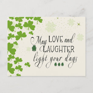 St Partick's Day Irish Blessing Green Shamrocks  Postcard