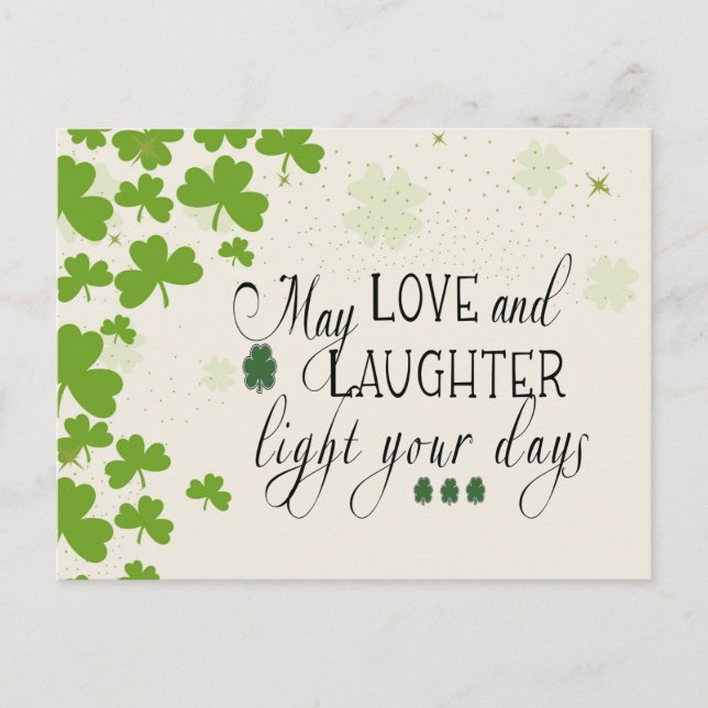 St Partick's Day Irish Blessing Green Shamrocks  Postcard (Front)