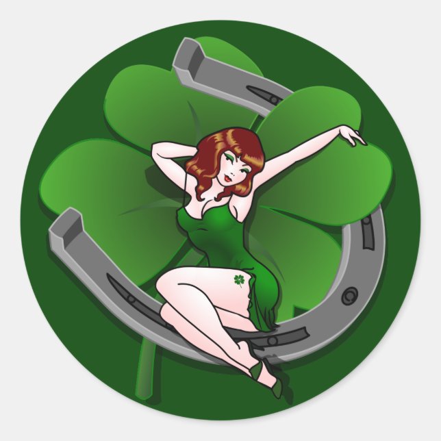 St. Partick's Stickers Lucky Charm Pin-up Sticker (Front)