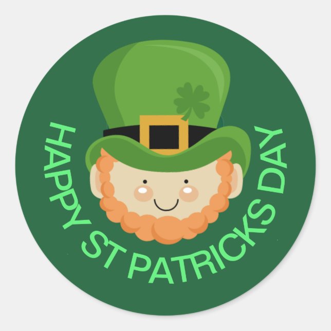 St Pat ck"s Day leprechaun Classic Round Sticker (Front)