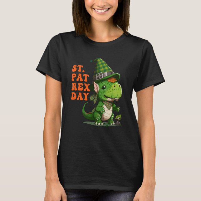 St Pat Rex Day Happy St Patricks Day Rex Leprechau T-Shirt (Front)