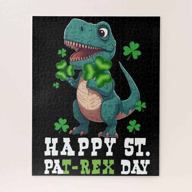 St Pat T-Rex Saint Patrick's Day Dinosaur Jigsaw Puzzle (Vertical)