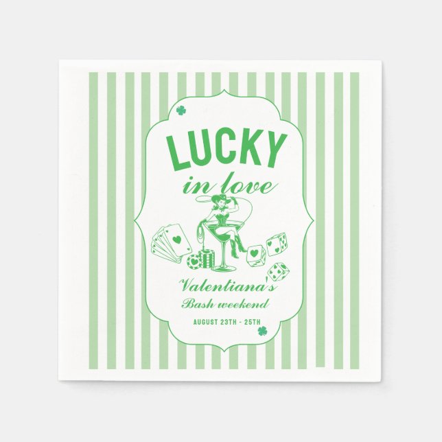 St patrcik lucky bachelorette in love party napkin (Front)
