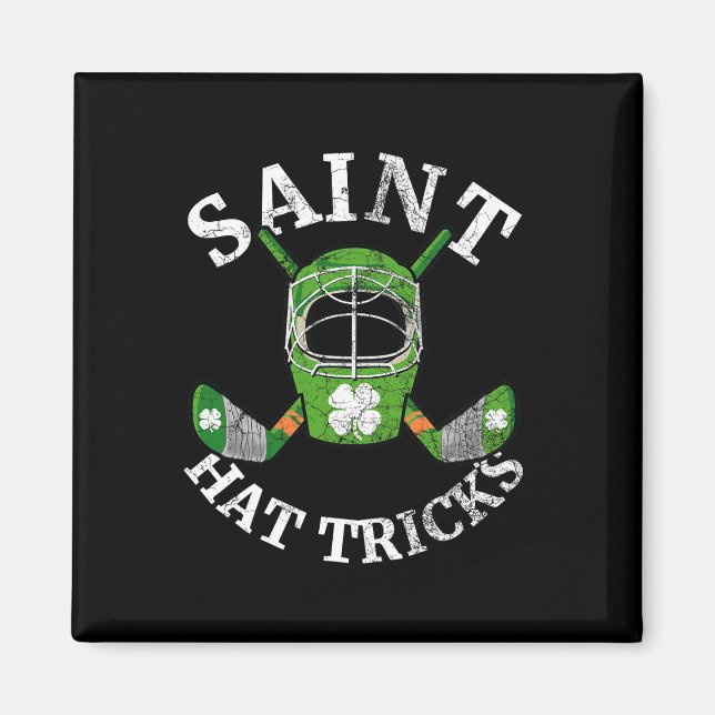 St. Patrick#39;s Day Saint Hat Tricks Hockey Shamr Magnet (Front)