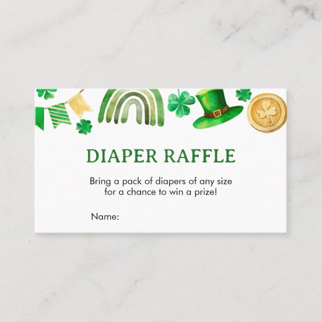 St. Patrick Baby Shower Diaper Raffle Business Card (Front)