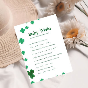 ST Patrick Baby trivia Baby shower game Card
