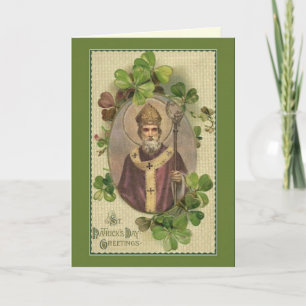 St. Patrick Bishop Shamrocks Prayer Irish Card