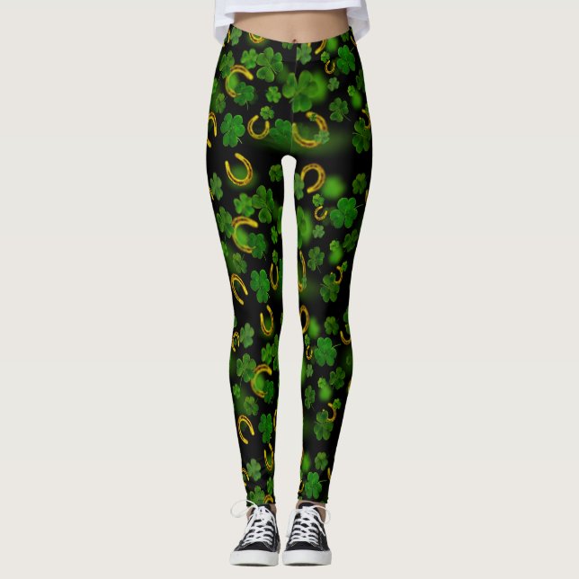 St. Patrick Clover Pattern Leggings (Front)