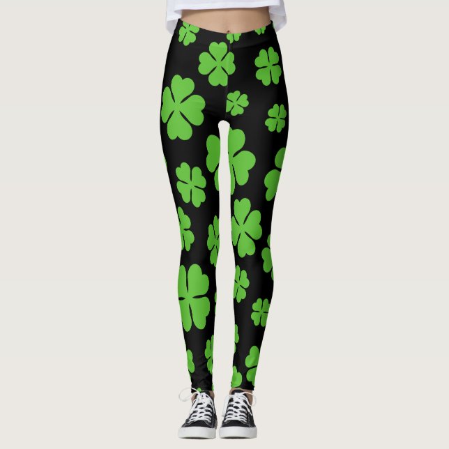 St. Patrick Clover Pattern Leggings (Front)