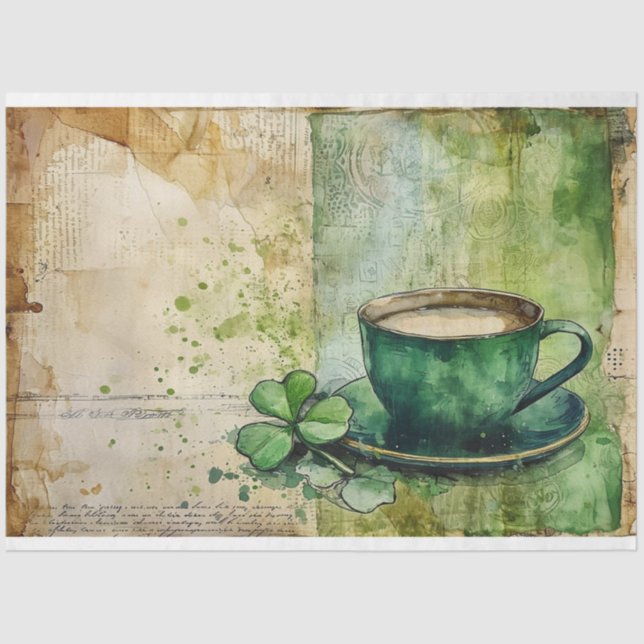 St. Patrick Coffee Gaelic Green Fusion  Tissue Paper (Front)