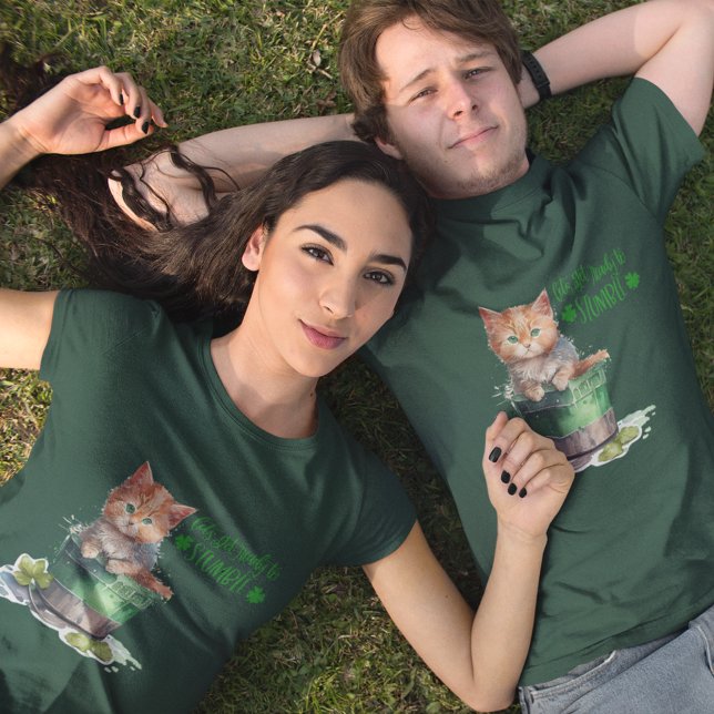 St Patrick Cute Kitten Let's Get Ready to Stumble  T-Shirt (Creator Uploaded)