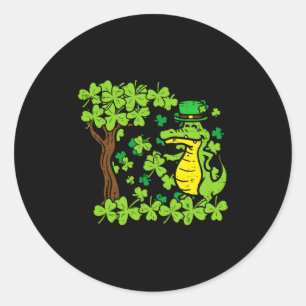 St Patrick Day Alligator Shamrock Saint Pattys Men Classic Round Sticker