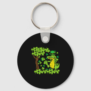 St Patrick Day Alligator Shamrock Saint Pattys Men Key Ring