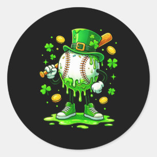 St Patrick Day Baseball Drip Ice Cream Baseball Classic Round Sticker
