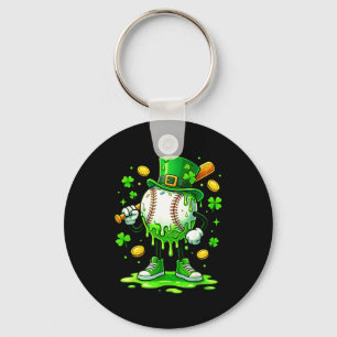 St Patrick Day Baseball Drip Ice Cream Baseball Key Ring