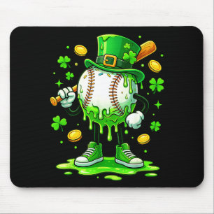 St Patrick Day Baseball Drip Ice Cream Baseball Mouse Pad