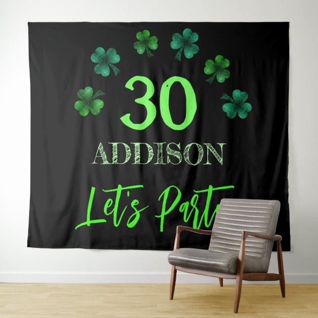 St Patrick Day Birthday Lets party backdrop Tapestry (In Situ (Horizontal))