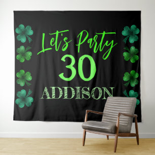 St Patrick Day Birthday Lets party backdrop Tapestry