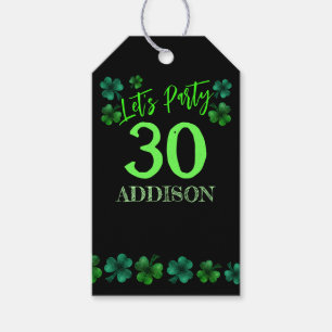 St Patrick Day Birthday Lets party shamrock Gift Tags