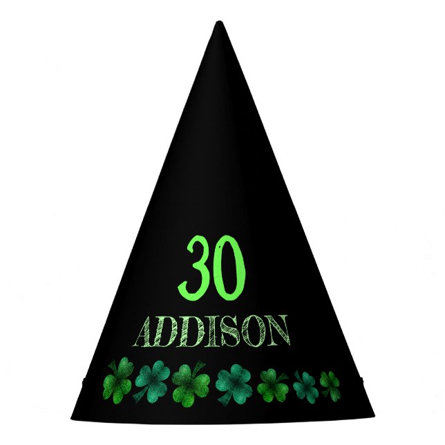 St Patrick Day Birthday Lets party shamrock Party Hat (Front)