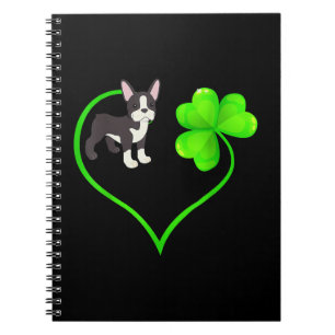 St Patrick Day Boston Terrier Dog Mum Dad Shamrock Notebook