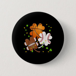 St Patrick Day Clover Football Baseball Basketball 6 Cm Round Badge