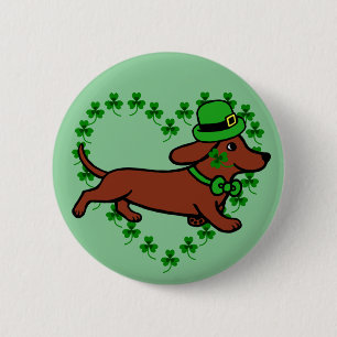 St. Patrick Day Dachshund Cartoon 7 6 Cm Round Badge