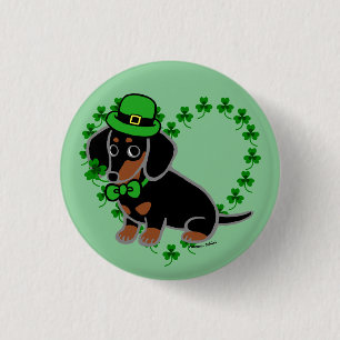 St. Patrick Day Dachshund Cartoon 3 3 Cm Round Badge