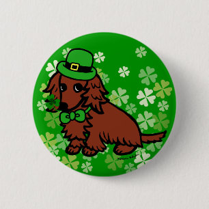 St. Patrick Day Dachshund Cartoon 6 Cm Round Badge