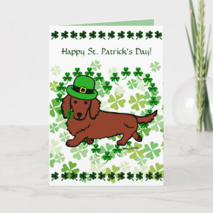 St. Patrick Day Dachshund Cartoon Card