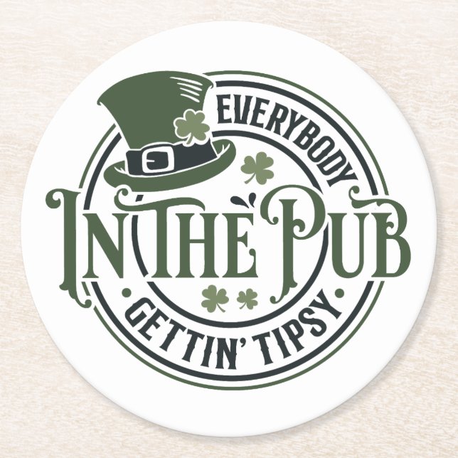 St. Patrick Day - Funny Tipsy Tavern Coasters (Front)
