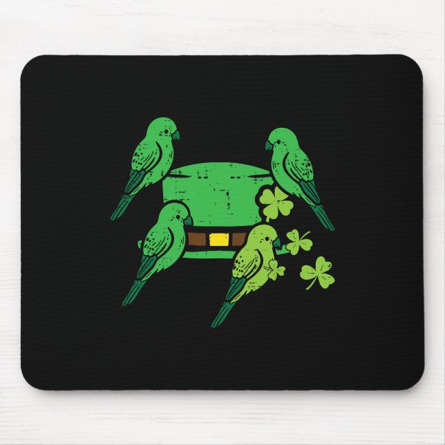 St Patrick Day Hat Birds Saint Paddys Cardinal Men Mouse Pad (Front)